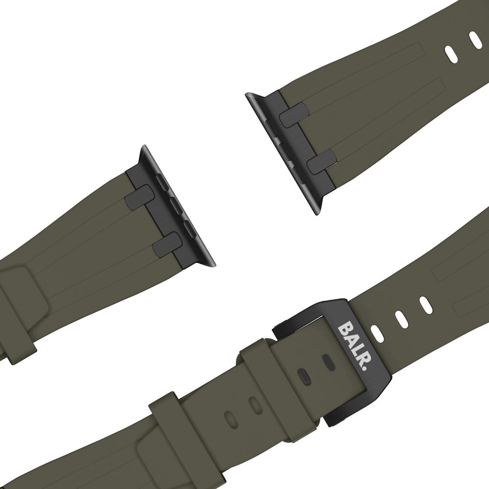 BALR. BALR Apple Watch Ultra liquid siliconen band (bruin/zwart)