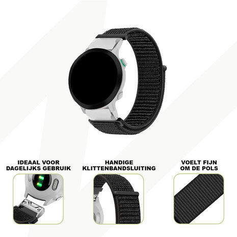 Bandz Bandz Fitbit Charge 3 nylon loop band (zwart)