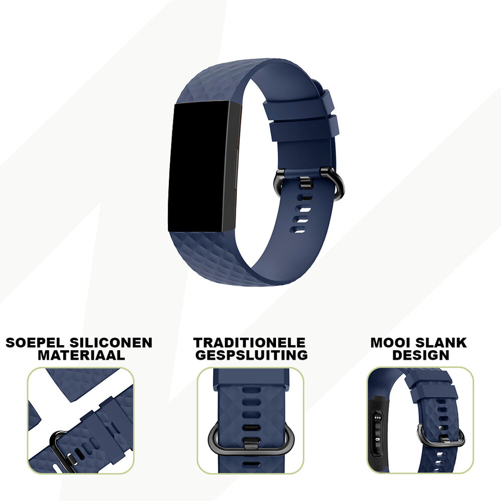 Bandz Bandz Fitbit Charge 3 siliconen band 'Classic' (donkerblauw)