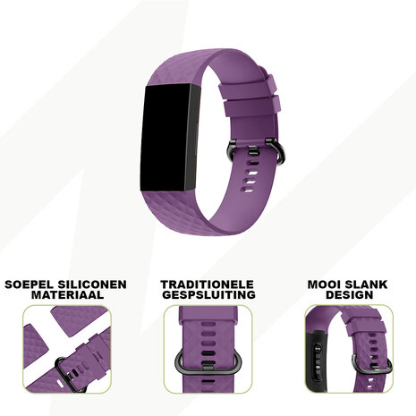 Bandz Bandz Fitbit Charge 4 siliconen band 'Classic' (paars)
