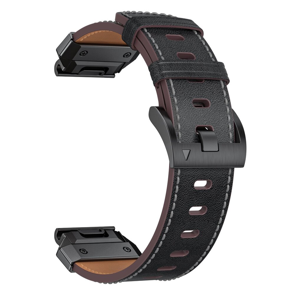 Strap-it® Strap-it Garmin Tactix 7 Pro genuine leren bandje (zwart)