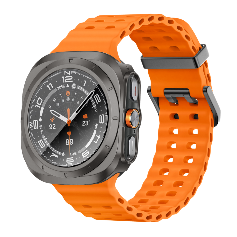 Bandz Bandz Samsung Galaxy Watch Ultra PC hoesje met glas (titanium grijs)