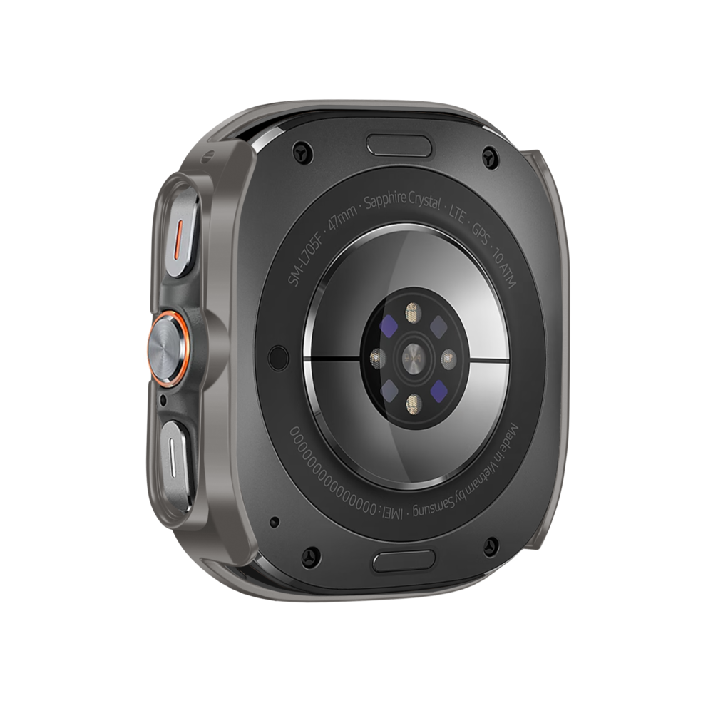 Bandz Bandz Samsung Galaxy Watch Ultra PC hoesje met glas (titanium grijs)