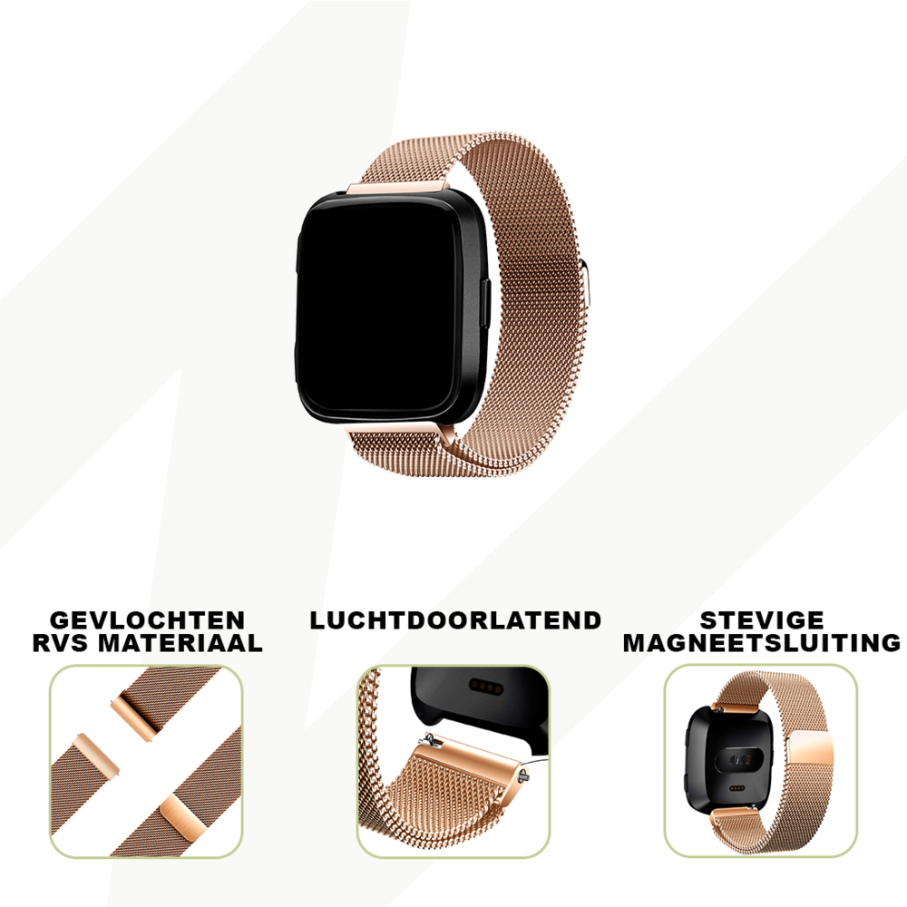 Bandz Bandz Fitbit Versa 2 Milanese loop band (roségoud)