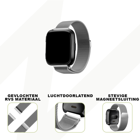 Bandz Bandz Fitbit Versa Milanese loop band (zilver)