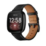 Strap-it® Fitbit Versa 3 lederen bandje (zwart)