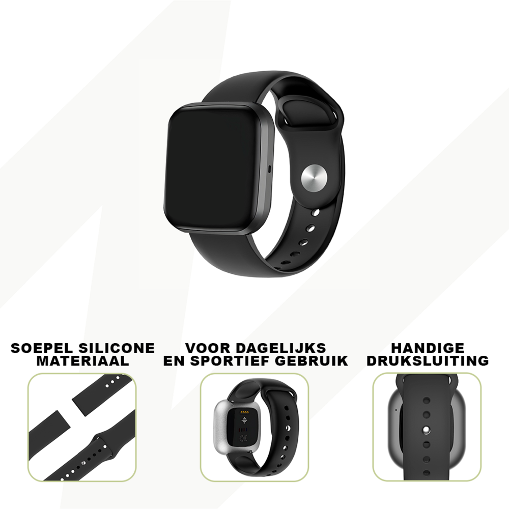 Bandz Bandz Fitbit Versa 2 sport band (zwart)