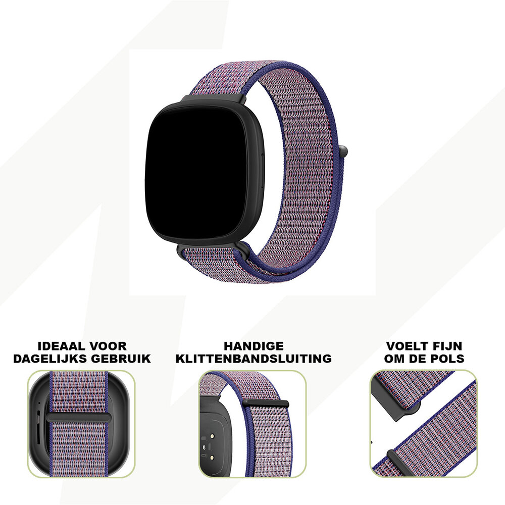 Bandz Bandz Fitbit Sense nylon loop band (donkerblauw)