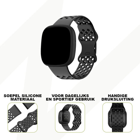Bandz Bandz Fitbit Sense sport band 'Sport Air' (zwart)