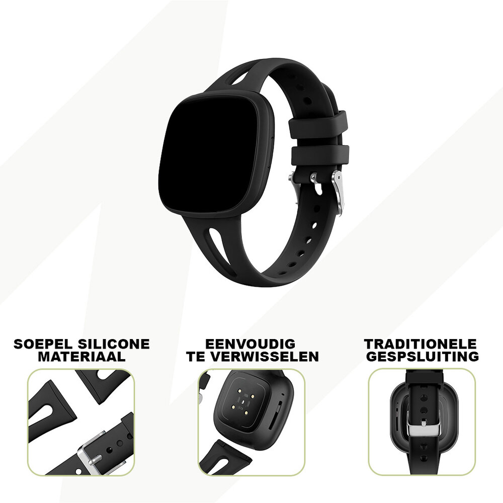 Bandz Bandz Fitbit Sense 2 silicone band 'Slim' (zwart)