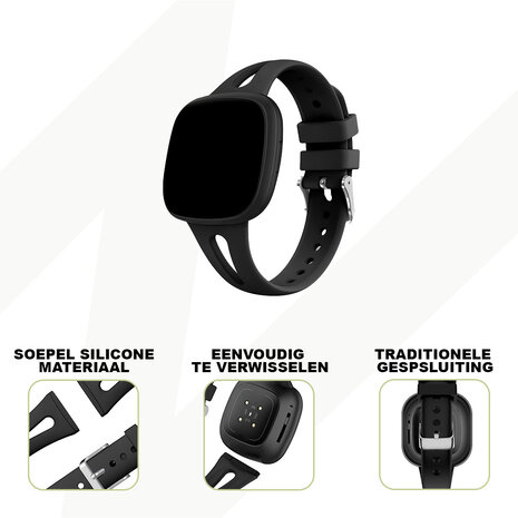 Bandz Bandz Fitbit Sense 2 silicone band 'Slim' (zwart)