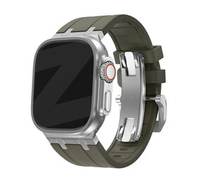Bandz Bandz Apple Watch siliconen band 'Luxe Liquid' (bruin met zilver)