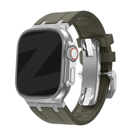 Bandz Bandz Apple Watch siliconen band 'Luxe Liquid' (bruin met zilver)