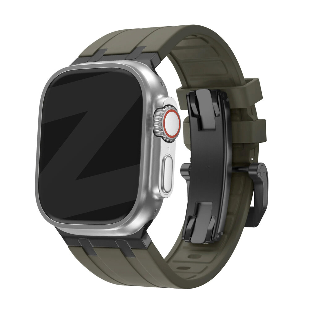 Bandz Bandz Apple Watch siliconen band 'Luxe Liquid' (bruin met zwart)