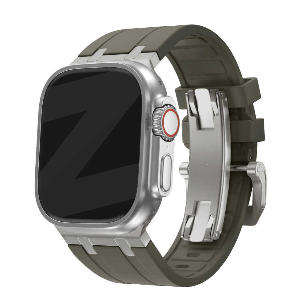 Bandz Bandz Apple Watch siliconen band 'Luxe Liquid' (bruin met titanium)