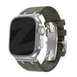 Bandz Bandz Apple Watch siliconen band 'Luxe Liquid' (bruin met titanium)