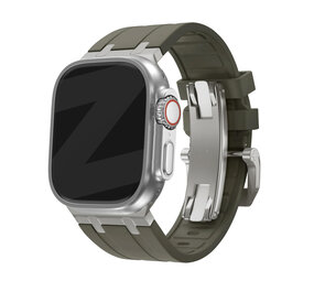 Bandz Bandz Apple Watch siliconen band 'Luxe Liquid' (bruin met titanium)