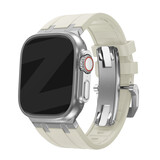 Bandz Bandz Apple Watch siliconen band 'Luxe Liquid' (beige met zilver)