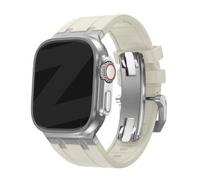 Bandz Bandz Apple Watch siliconen band 'Luxe Liquid' (beige met zilver)