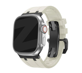 Bandz Bandz Apple Watch siliconen band 'Luxe Liquid' (beige met zwart)