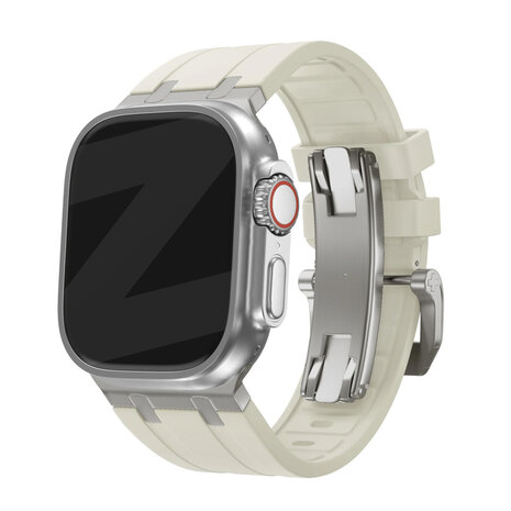 Bandz Bandz Apple Watch siliconen band 'Luxe Liquid' (beige met titanium)