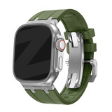 Bandz Bandz Apple Watch siliconen band 'Luxe Liquid' (groen met zilver)