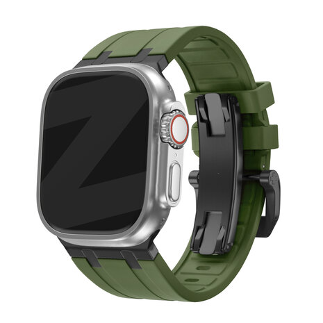 Bandz Bandz Apple Watch siliconen band 'Luxe Liquid' (groen met zwart)
