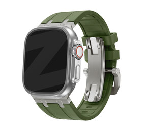 Bandz Bandz Apple Watch siliconen band 'Luxe Liquid' (groen met titanium)