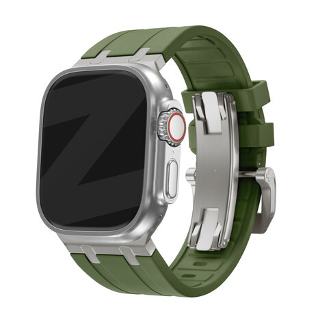 Bandz Bandz Apple Watch siliconen band 'Luxe Liquid' (groen met titanium)