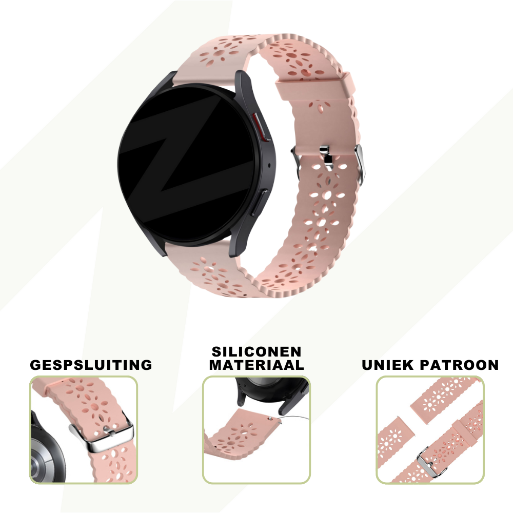 Bandz Bandz Samsung Galaxy Watch Active siliconen band met bloemenpatroon (roze)