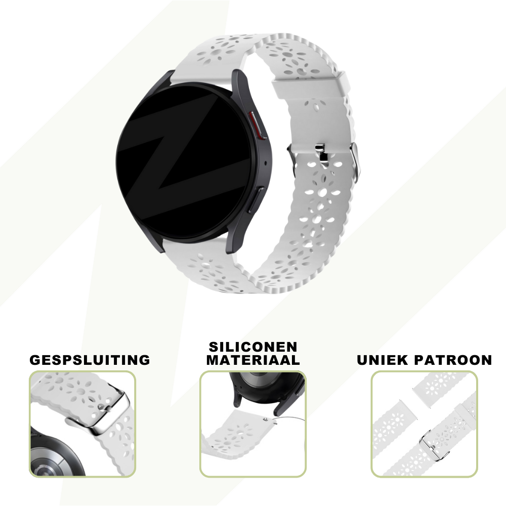 Bandz Bandz Amazfit Bip 3 siliconen band met bloemenpatroon (wit)