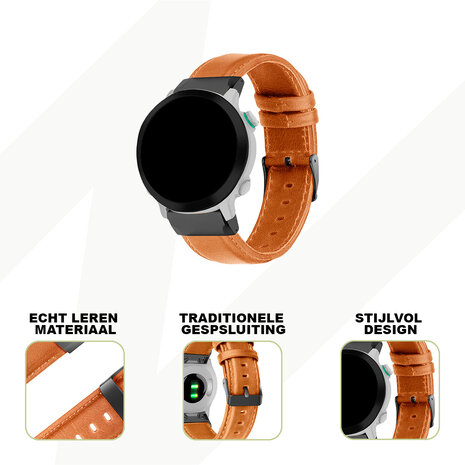 Bandz Bandz Garmin Quatix 5 / 6 / 7 lederen band (bruin)