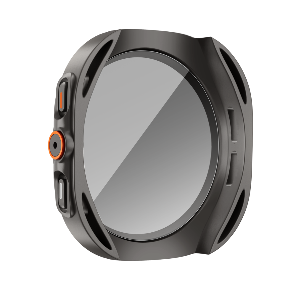 Bandz Bandz Samsung Galaxy Watch 7 - 44mm square PC hoesje met glas (titanium grijs)