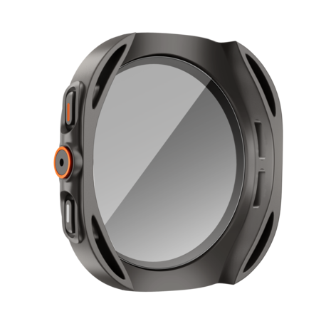 Bandz Bandz Samsung Galaxy Watch 7 - 44mm square PC hoesje met glas (titanium grijs)