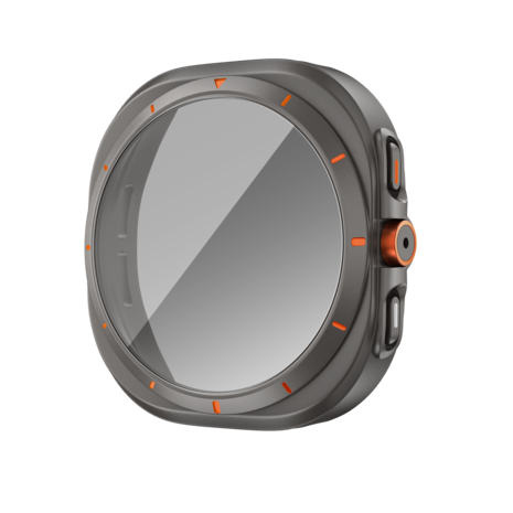 Bandz Bandz Samsung Galaxy Watch 7 - 44mm square PC hoesje met glas (titanium grijs)