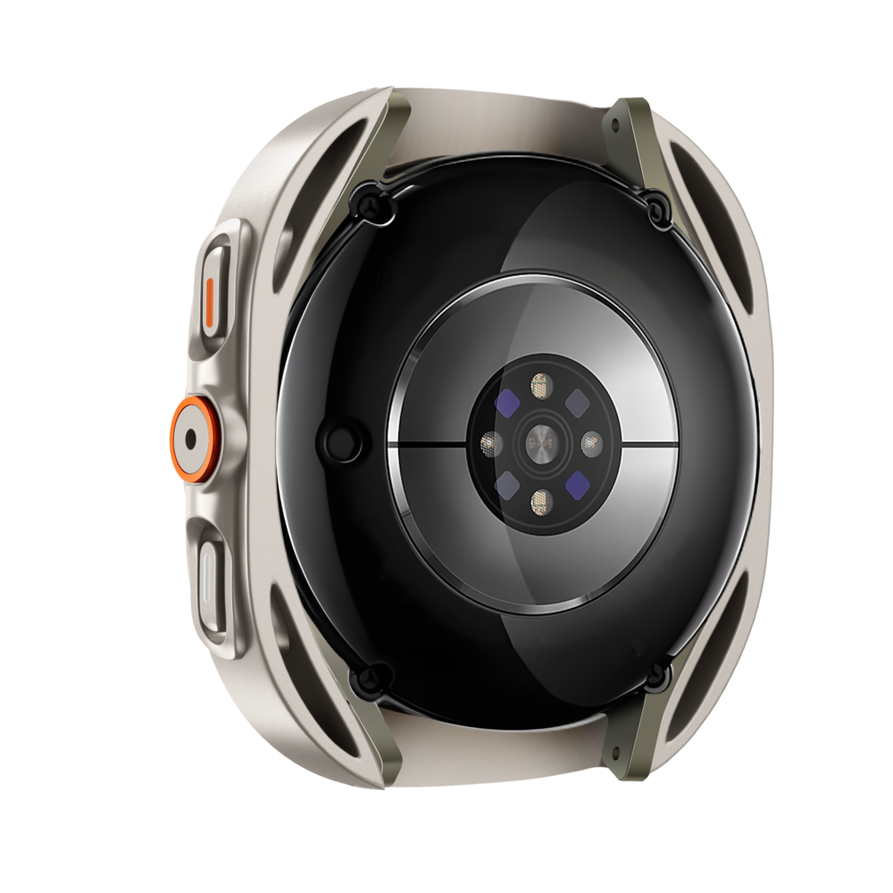 Bandz Bandz Samsung Galaxy Watch 7 - 44mm square PC hoesje met glas (titanium)