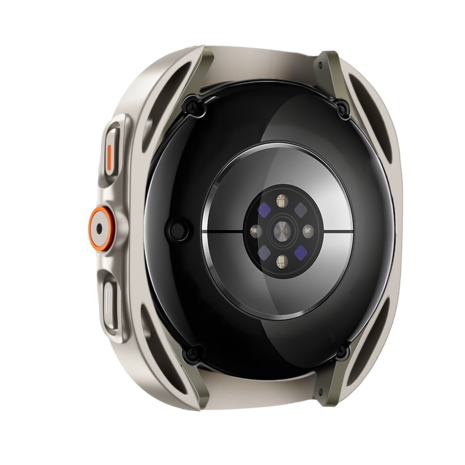 Bandz Bandz Samsung Galaxy Watch 7 - 44mm square PC hoesje met glas (titanium)