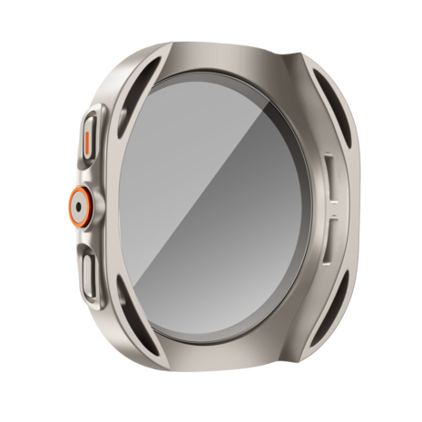 Bandz Bandz Samsung Galaxy Watch 7 - 44mm square PC hoesje met glas (titanium)