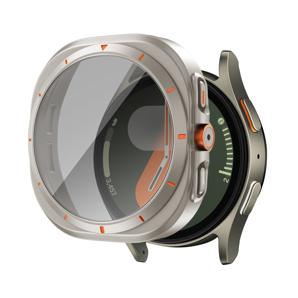 Bandz Bandz Samsung Galaxy Watch 7 - 44mm square PC hoesje met glas (titanium)