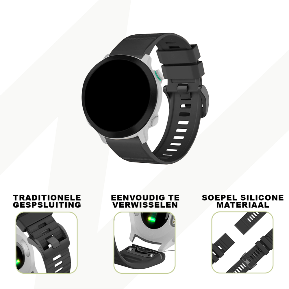 Strap-it® Bandz Garmin Fenix E siliconen band met gesp (zwart)