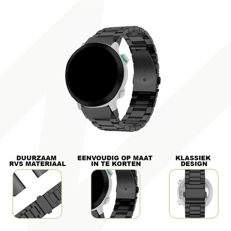 Strap-it® Bandz Garmin Fenix E stalen band 'Classic' (zwart)