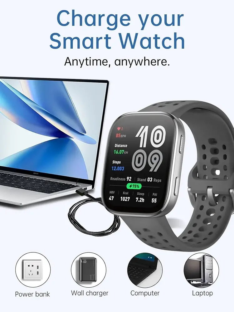 Strap-it® Strap-it Amazfit Bip 6 oplader / oplaadkabel