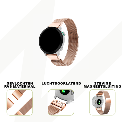 Strap-it® Strap-it Garmin Instinct E - 40mm Milanese band (rosé goud)