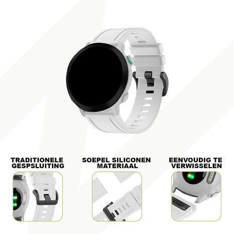 Bandz Bandz Garmin Fenix 8 - 43mm siliconen band met gesp (wit)