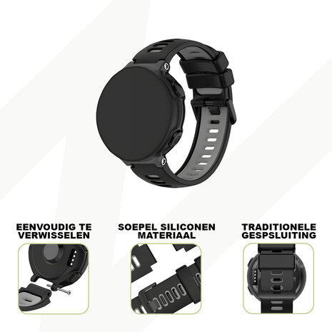 Bandz Bandz Garmin Forerunner 735xt sport band met gesp (zwart/grijs)