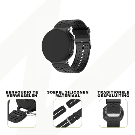 Bandz Bandz Garmin Forerunner 735xt siliconen band 'Classic' (zwart)