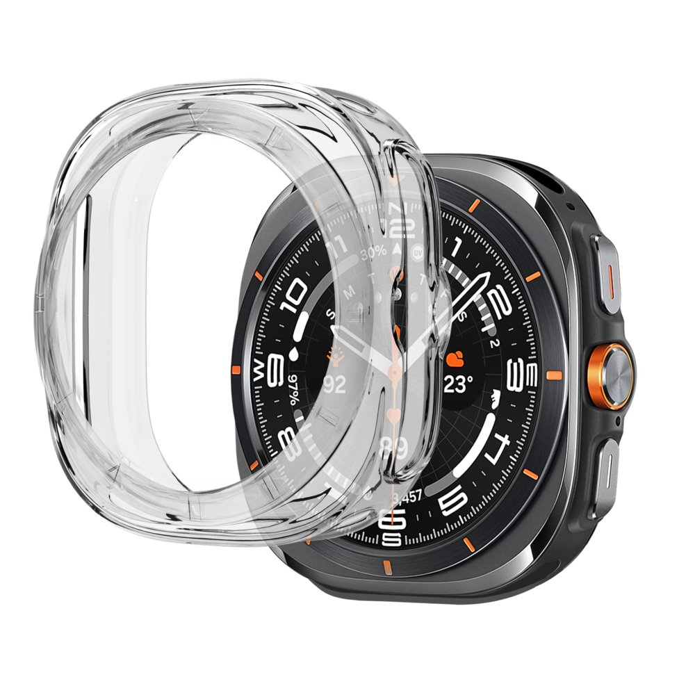 Bandz Bandz Samsung Galaxy Watch Ultra gegalvaniseerd TPU hoesje (transparant)