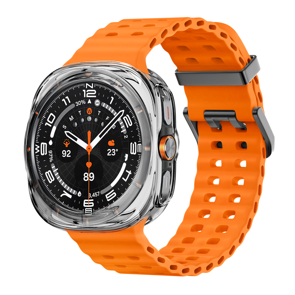 Bandz Bandz Samsung Galaxy Watch Ultra gegalvaniseerd TPU hoesje (transparant)