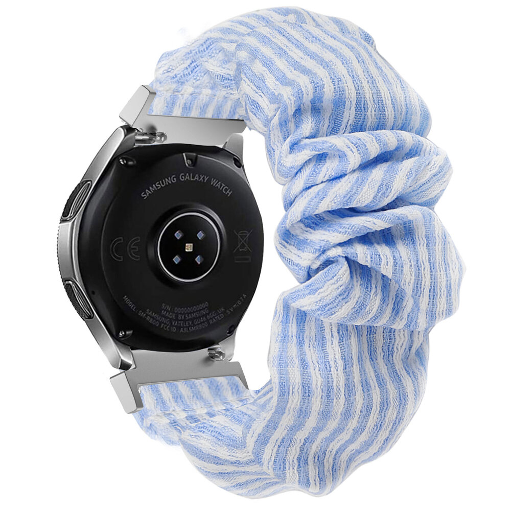 Strap-it® Strap-it Samsung Galaxy Watch 5 40mm scrunchie bandje (blauw gestreept)