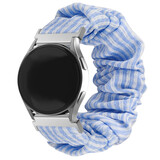 Strap-it® Samsung Galaxy Watch Active scrunchie bandje (blauw gestreept)